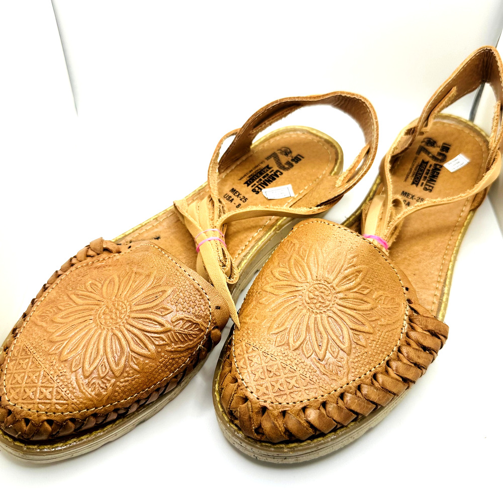 Los Carnales Sun Flower Leather Wrap Shoes Size 8